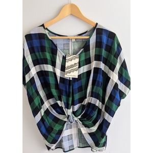 EyeShadow Girls Black, White Front Tie Shirt Tunic  Size: XS